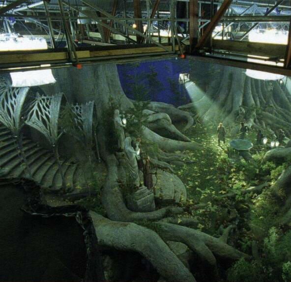 most amazing movie and TV behind-the-scenes of all time Lord of the Rings Lothlorien set