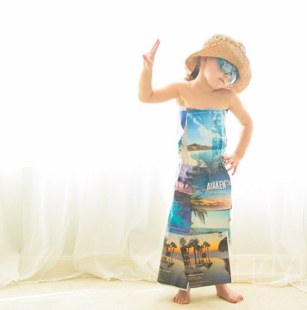 Mayhem and her tropical vacation inspired dress.
