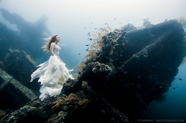 Surreal pictures of nymphs on shipwrecks