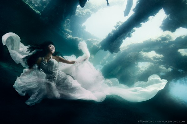 Surreal pictures of nymphs on shipwrecks