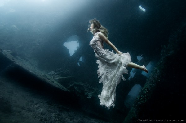 Surreal pictures of nymphs on shipwrecks