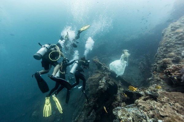 Surreal pictures of nymphs on shipwrecks